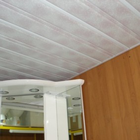 Panneaux en plastique au plafond de la salle de bain