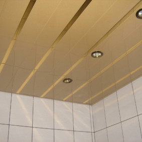 Glad plafond in de badkamer van een stadsappartement