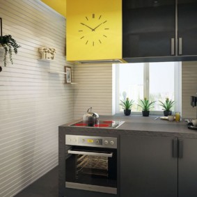 Yellow accents in the interior of the kitchen