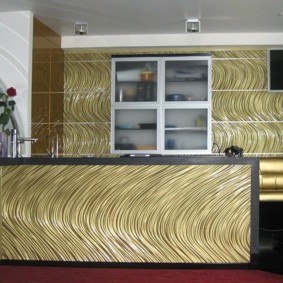 Designer panels in the interior of the kitchen
