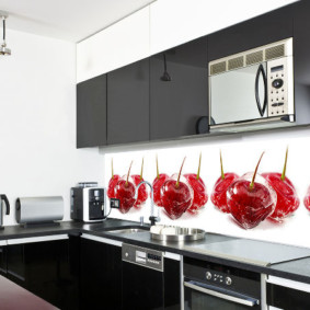 Huge cherries on a kitchen apron