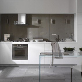 Linear kitchen with built-in headset