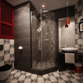 Bēniņu stila kombinētais vannas istabas dizains