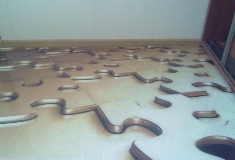 3D-tryck på golvet i det kombinerade badrummet