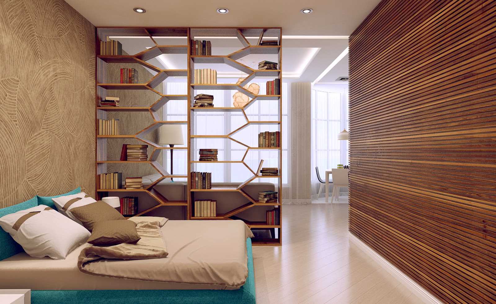 slaapkamer-woonkamer 18 m² plank zonering