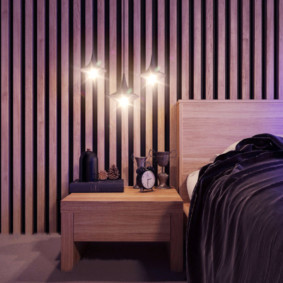 violets guļamistabas interjera dizains