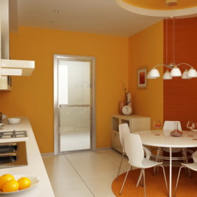 màu sắc của các bức tường trong bức ảnh thiết kế nhà bếp