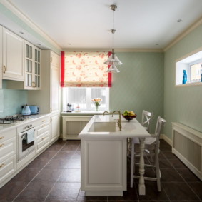 culoarea pereților în designul fotografiei din bucătărie