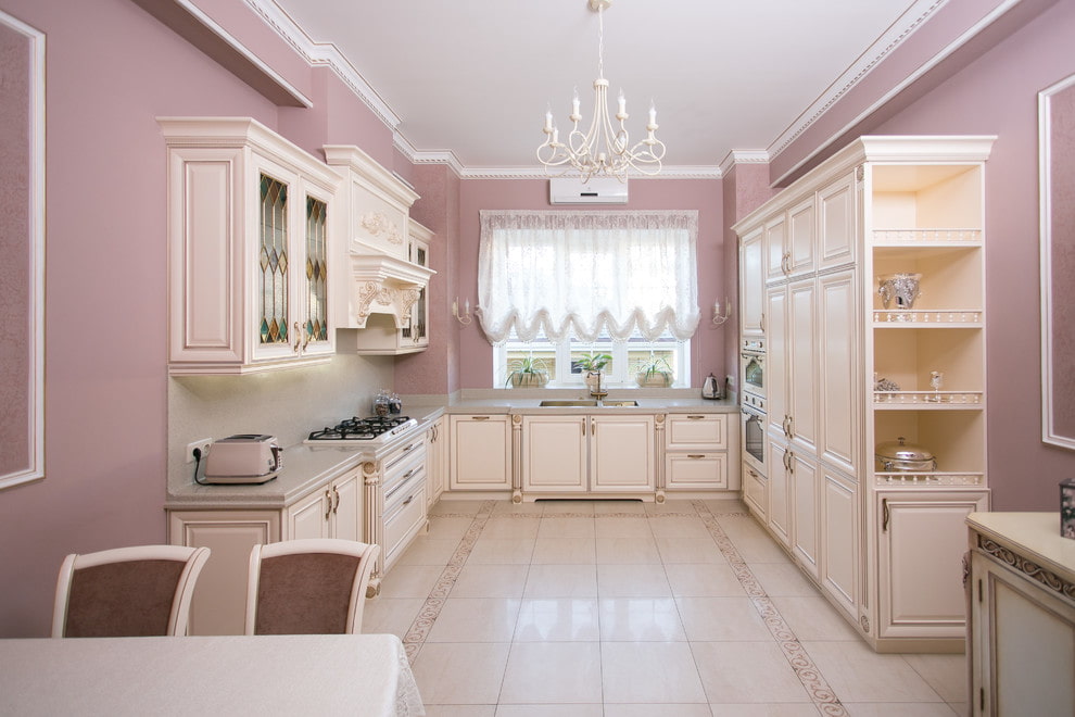 màu sắc của các bức tường trong bức ảnh nội thất nhà bếp