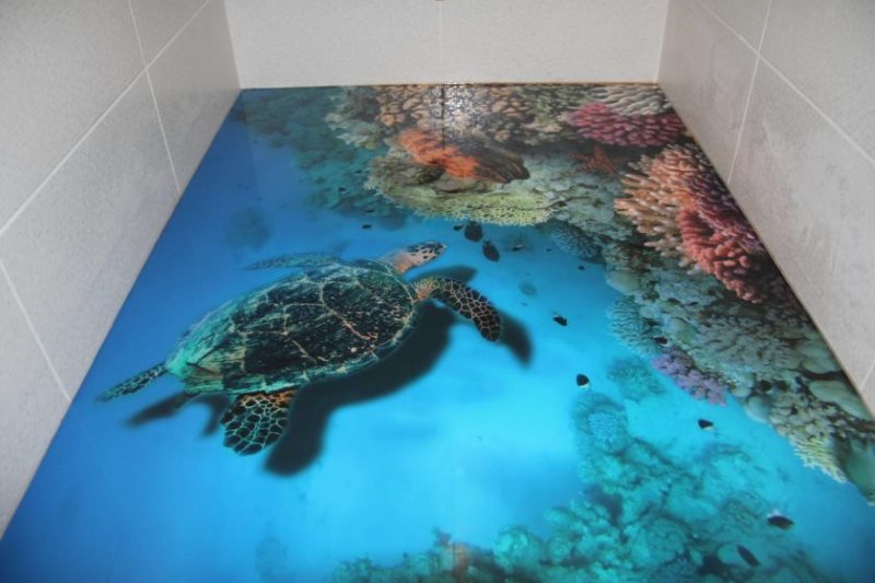 Pavimento sfuso con un'immagine realistica di una tartaruga marina