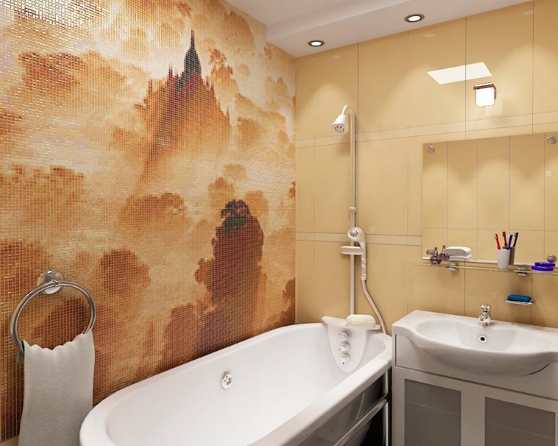 Banyoda mozaik vurgu duvarı
