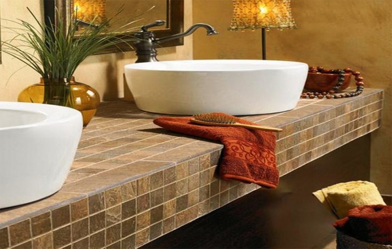 Ceramic mosaic tiling for sink countertops