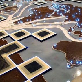 Bulk gulv med fotoutskrift av et kart over verden