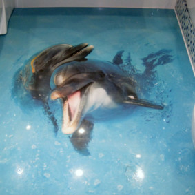 Dalawang dolphin para sa pag-print ng larawan sa banyo