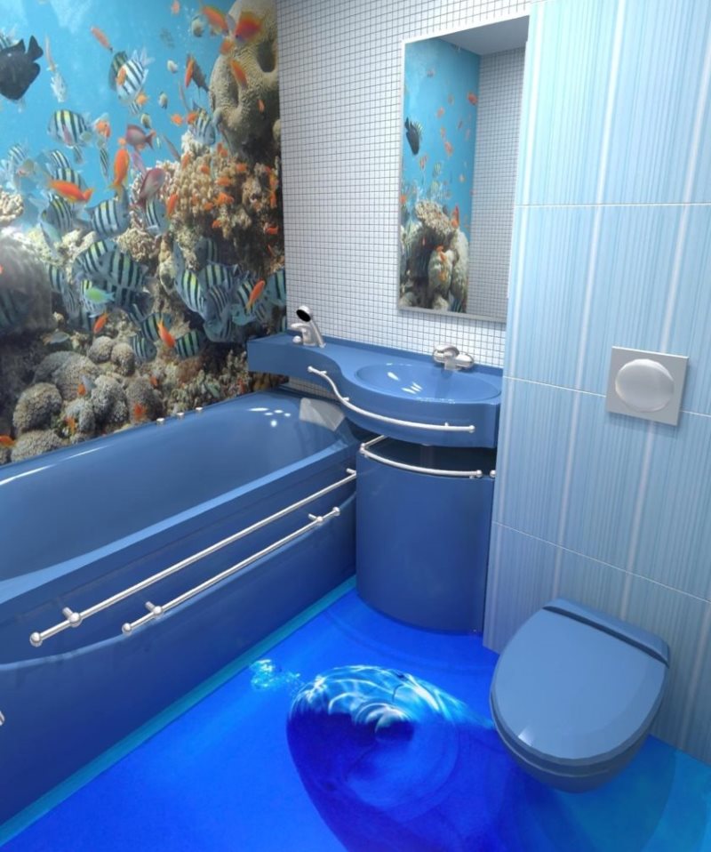 Samonivelačná podlaha s delfínom v kúpeľni