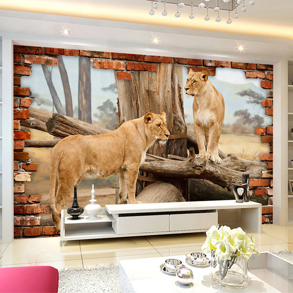 papel tapiz en la sala de estar con animales