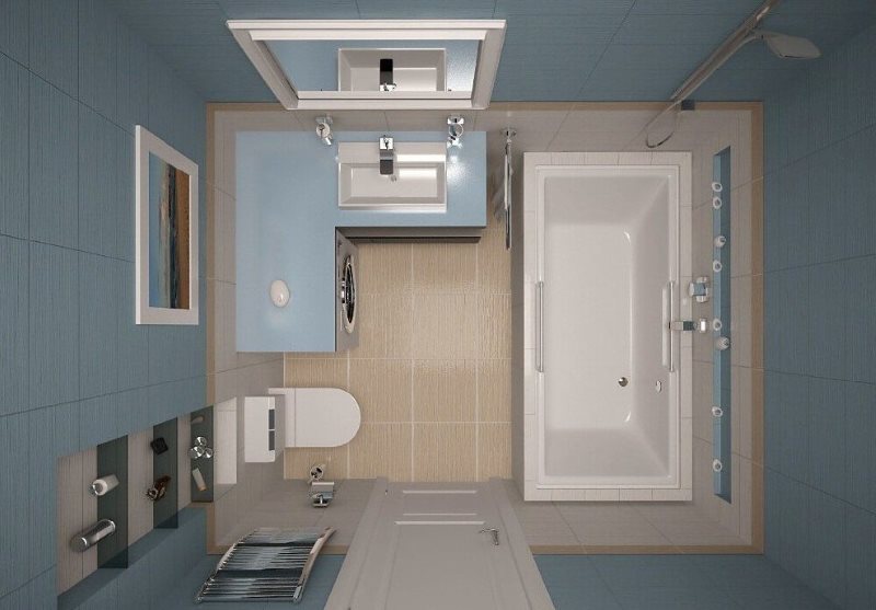 Design project of a combined bathroom in Khrushchev
