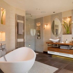 Bathroom interior with two washbasins