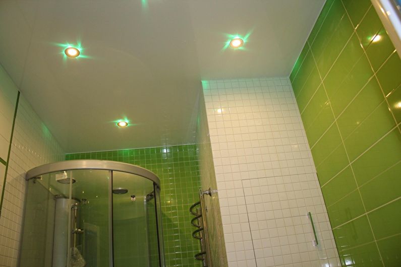 Stretch ceiling in a small bathroom Khrushchev