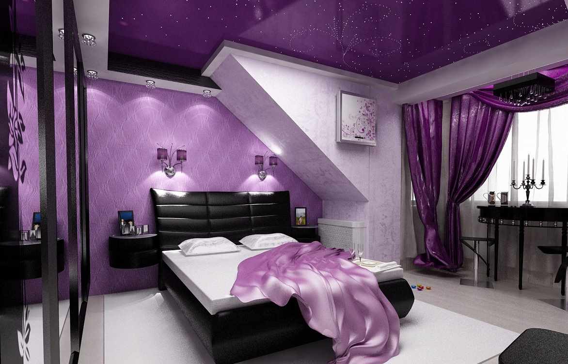 lila hálószoba fekete