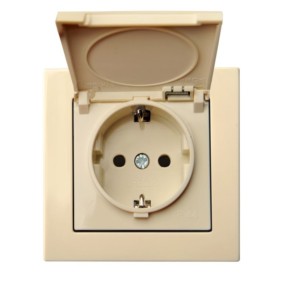 Beige socket with protective cover