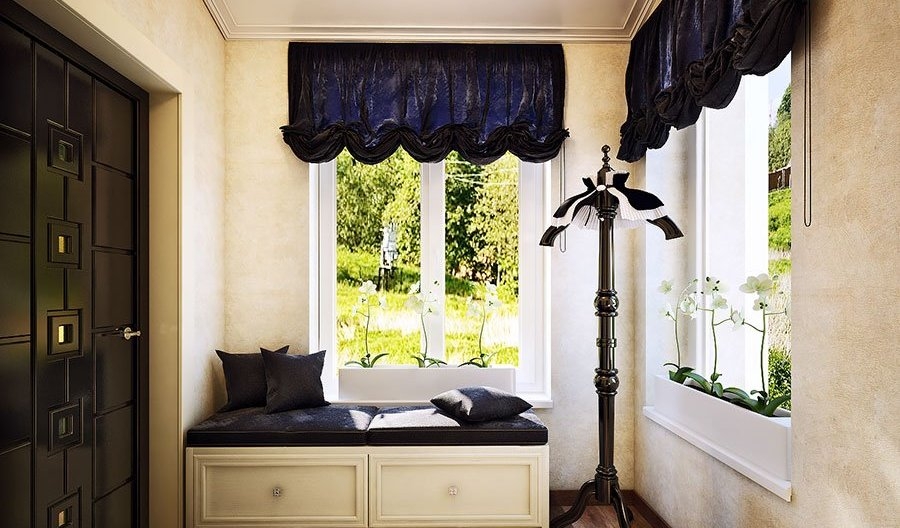 curtains in the hallway in a private house photo interior