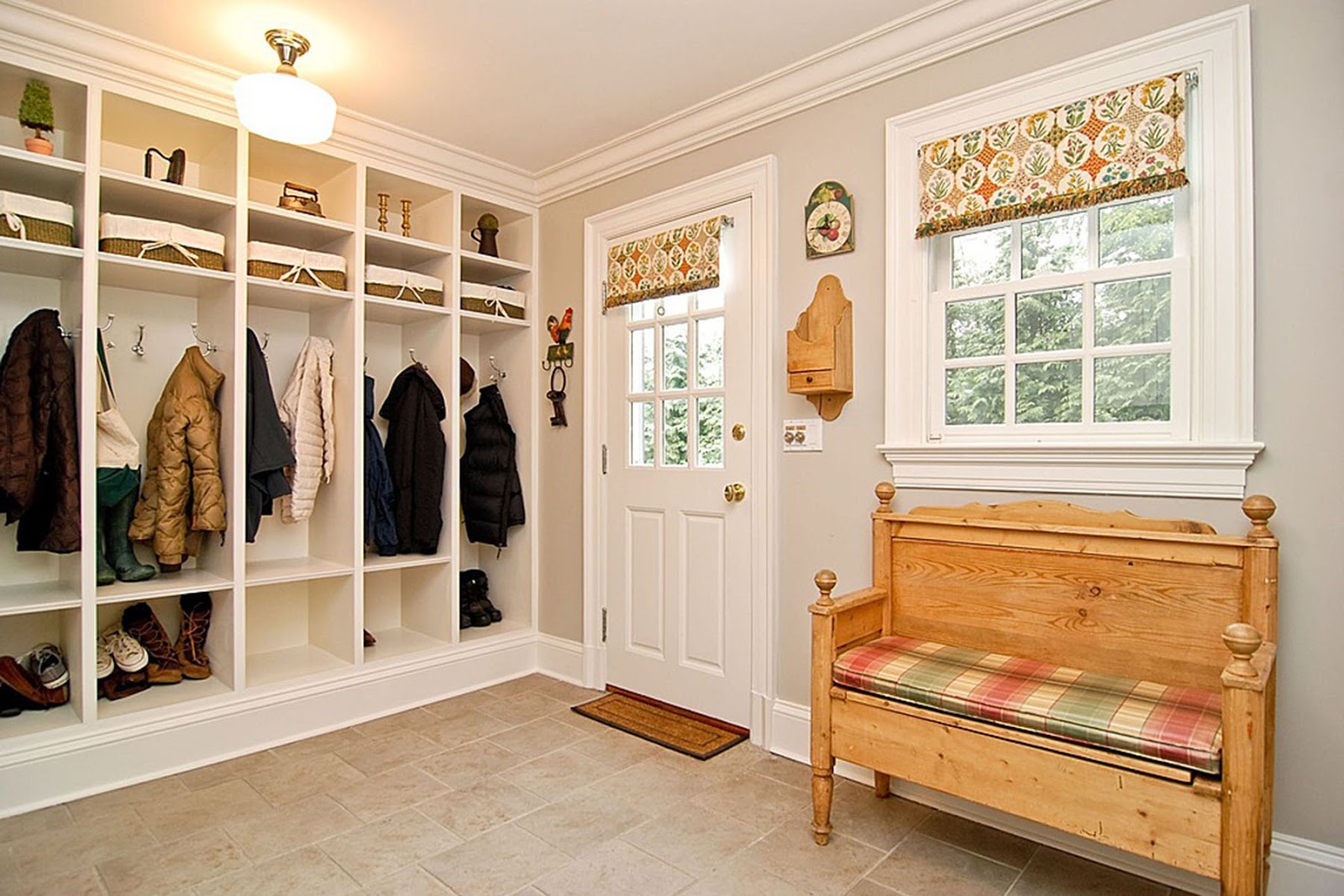 curtains in the hallway in a private house interior photo