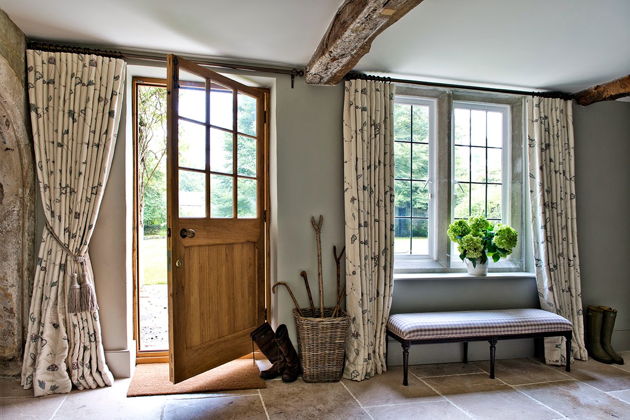 curtains in the hallway in a private house interior