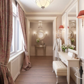 curtains in the hallway in a private house interior photo