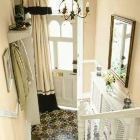 curtains in the hallway in a private house