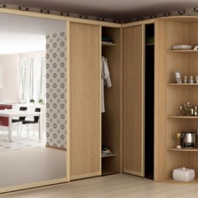 bedroom with corner wardrobe design photo