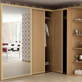 bedroom with corner wardrobe