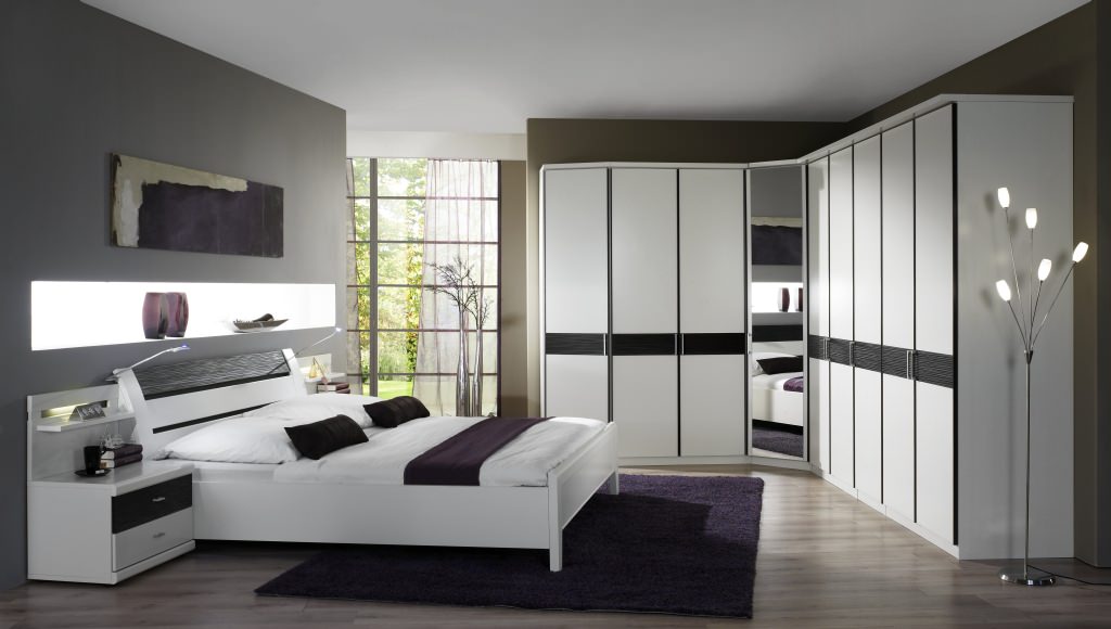 bedroom with corner wardrobe types of ideas