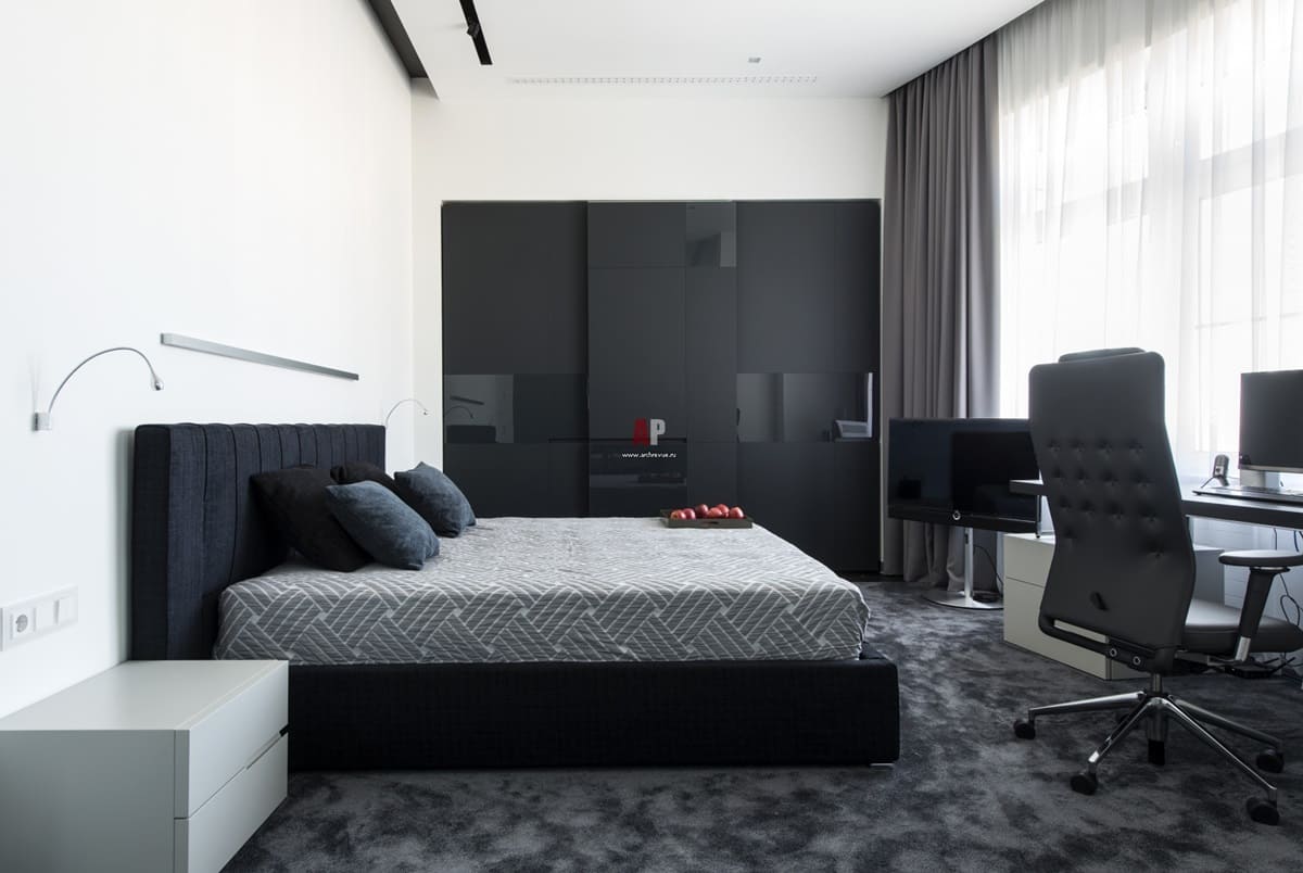 minimalizmo stiliaus miegamojo dekoras