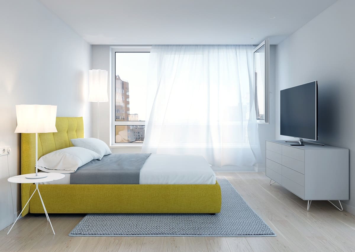 minimalismi tyyli makuuhuone