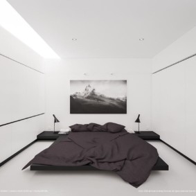 minimalista hálószoba fotó dekorációval