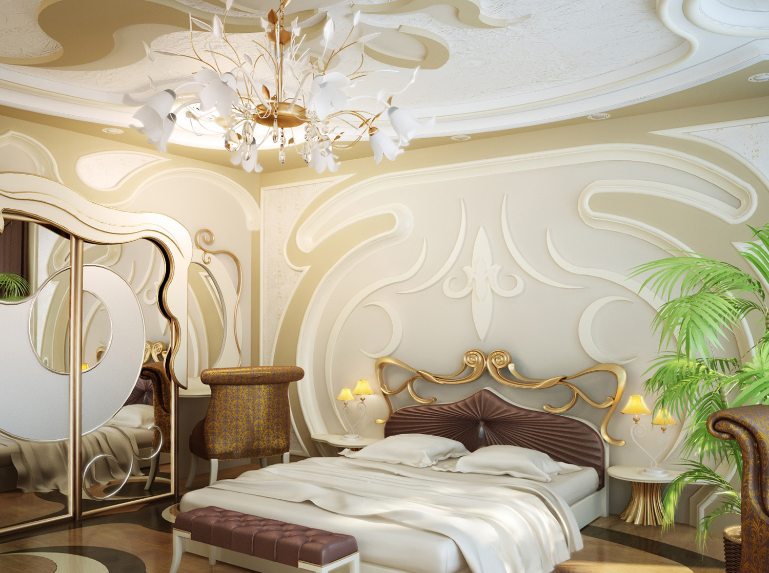 Fotografija uređenja spavaće sobe u Art Nouveauu