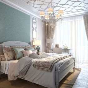 neoklasicisma guļamistabas dekoru foto