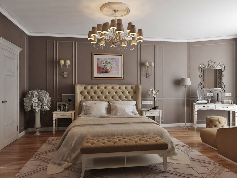 neoklasicisma guļamistabas foto interjers