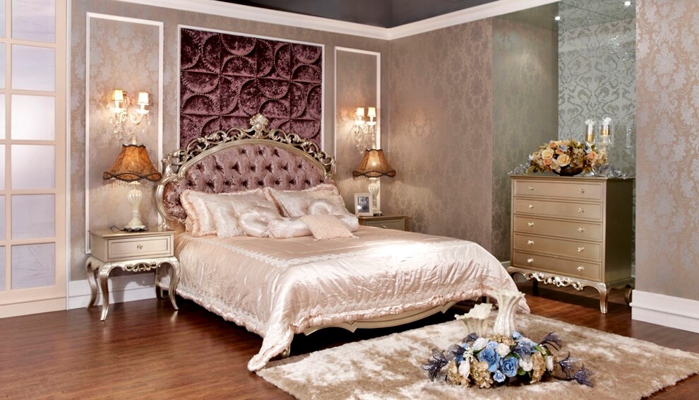 neoklasicisma guļamistabas ideju interjers