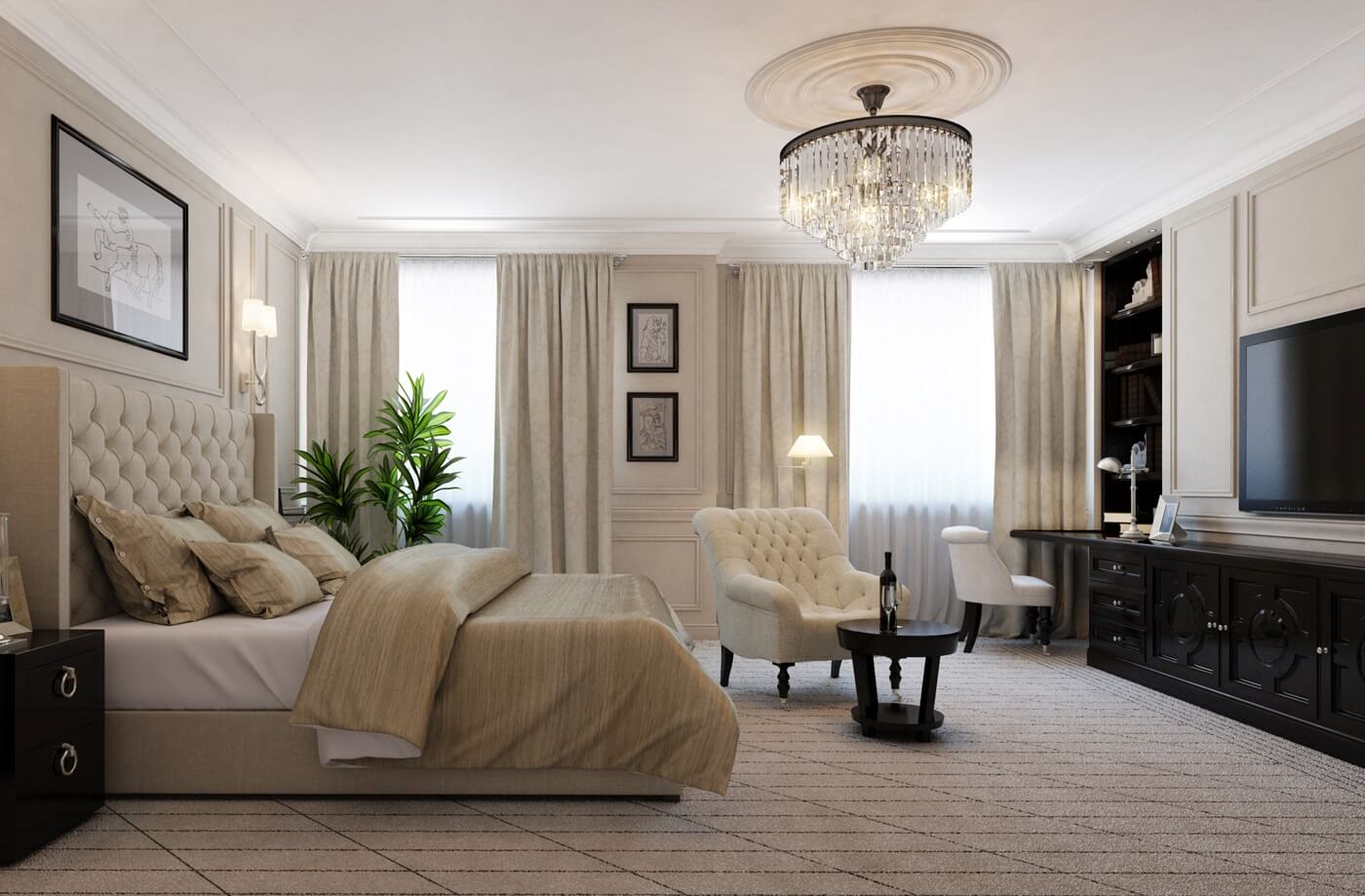 neoklasicisma stila guļamistabas foto iespējas