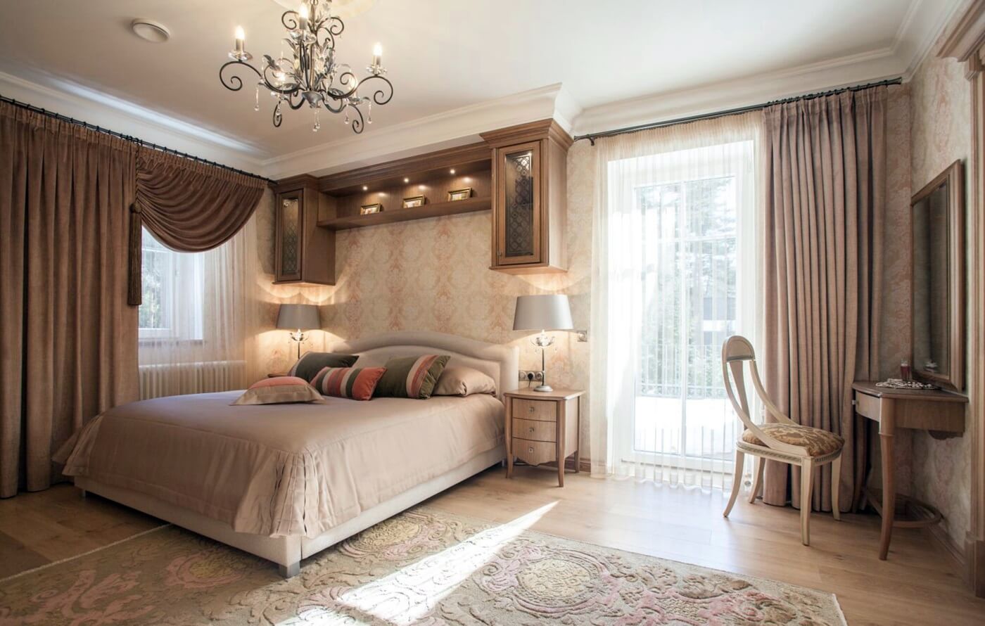 neoklasyczne widoki sypialni