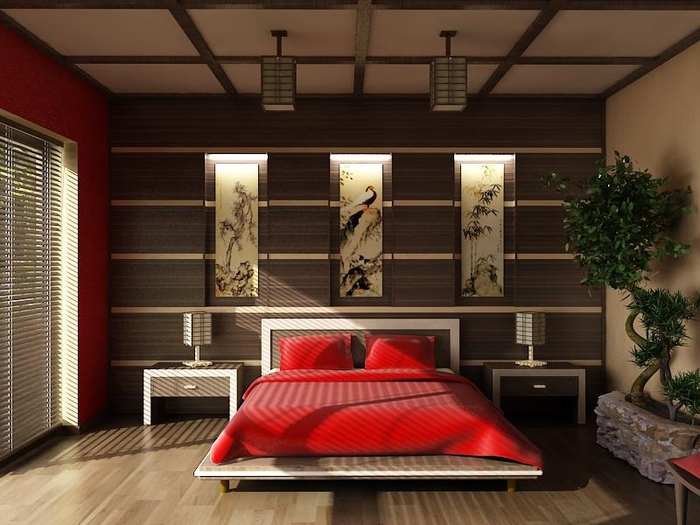 japoniško miegamojo nuotraukos interjeras