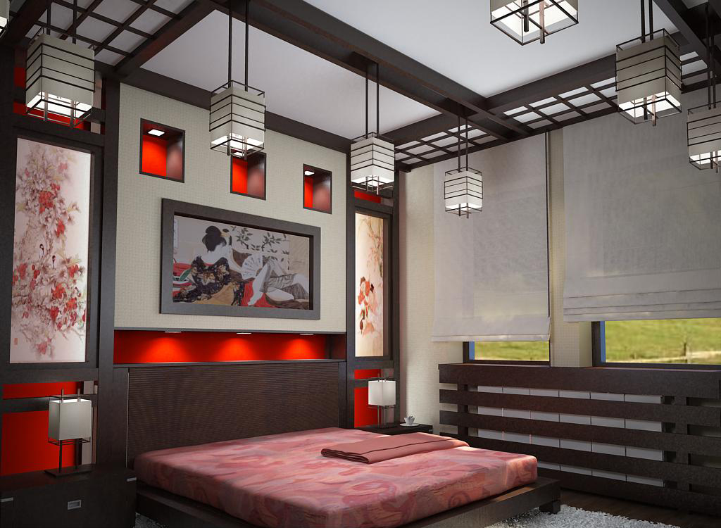 Japoniško stiliaus miegamojo dekoro idėjos
