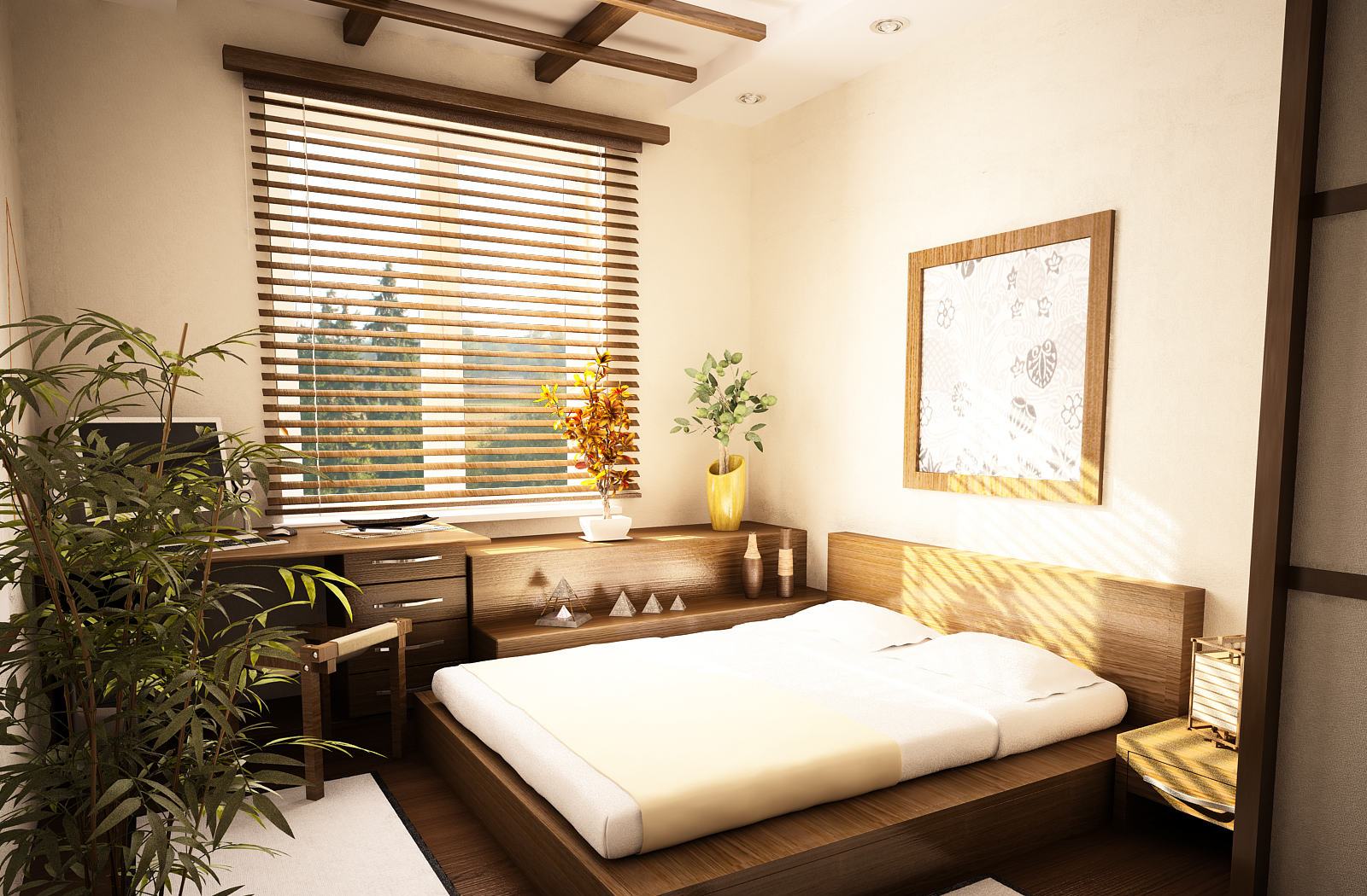 интериор на спалнята в японски стил