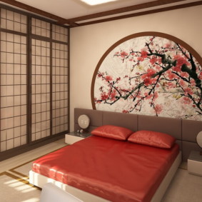 Japansk stil sovrum foto dekoration