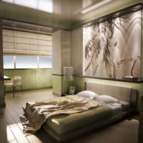 Japanilaistyylinen makuuhuone näyttää ideoita