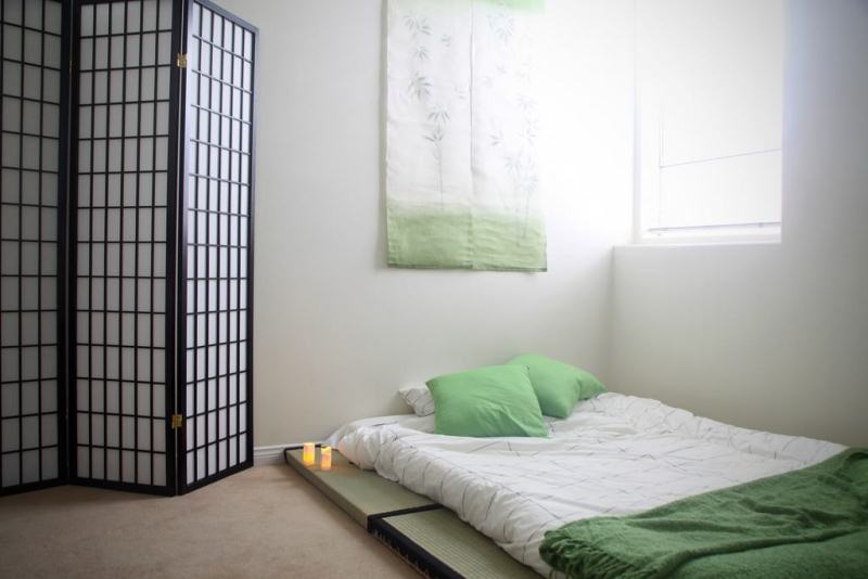 nápady na spálne v japonskom štýle