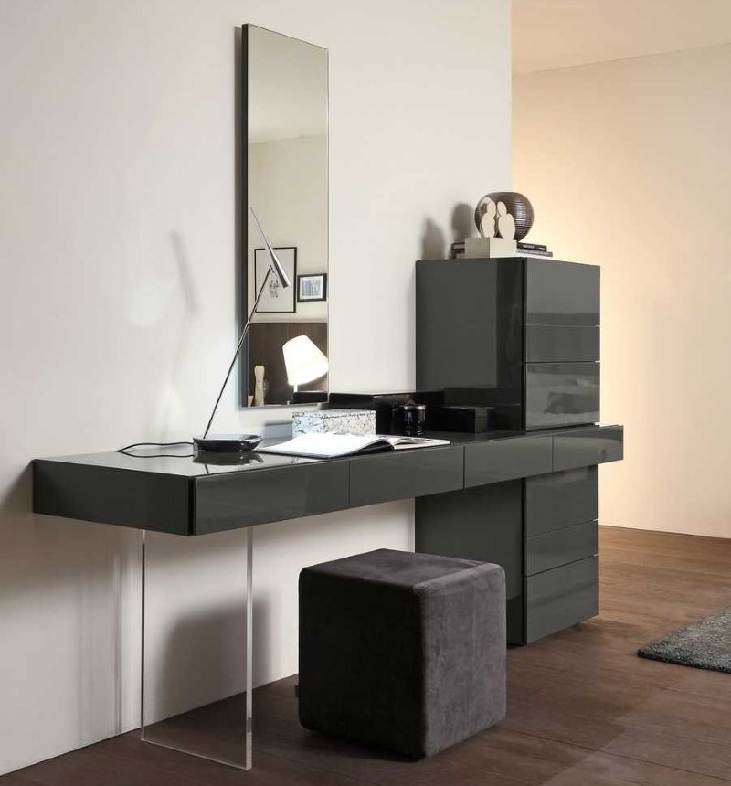 Dressing table with black surfaces for the bedroom in modern style