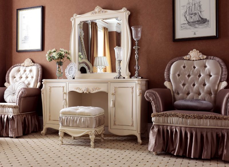 Beautiful dressing table in a classic style bedroom